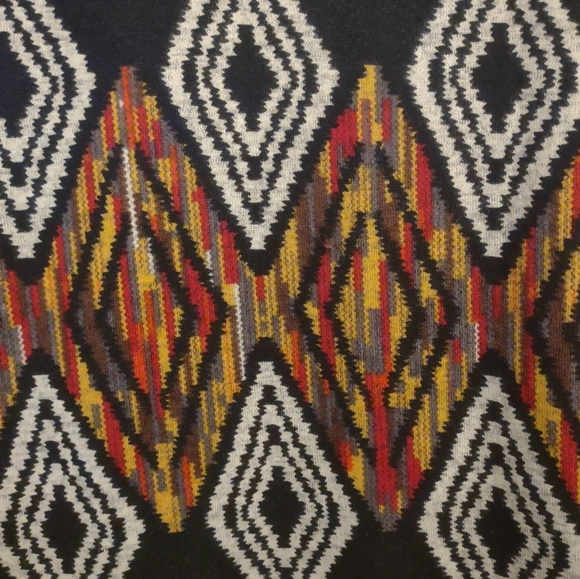 Yak & Yeti Open Cardigan Sweater Black Geometric Diamond S/M Nepal - Picture 8 of 11